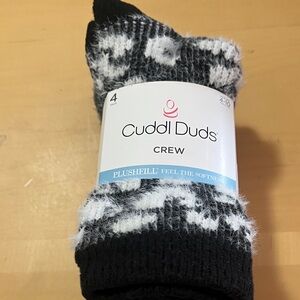 Cuddl Duds Black and White Patterned Crew Socks
